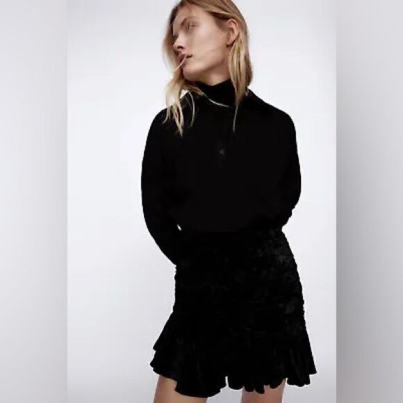 ZARA VELVET MINI SKIRT - Picture 6 of 10